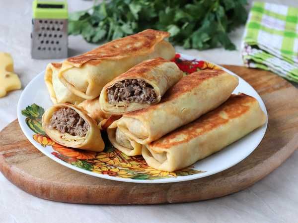 Фаршированные блины с мясным фаршем
