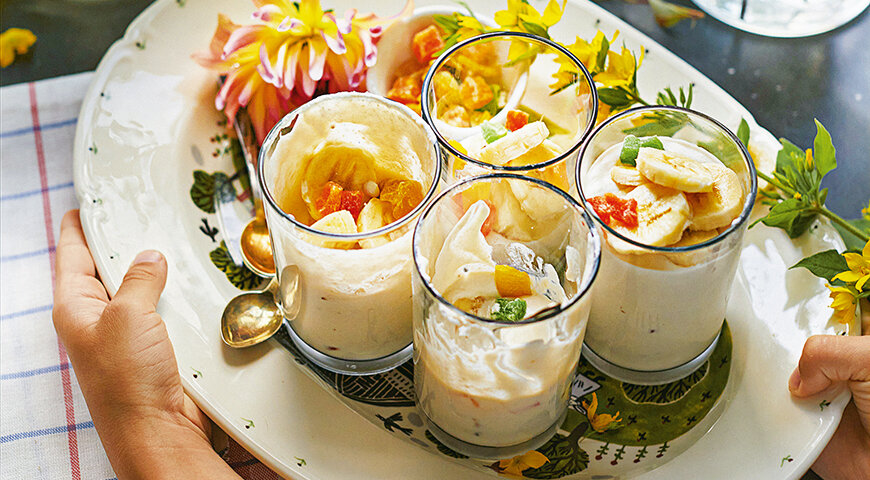 Вкусный банановый творожный десерт за 15 минут