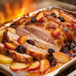 Праздничная свиная грудинка с яблоками и травами: раскройте секреты сочности и хрустящей корочки