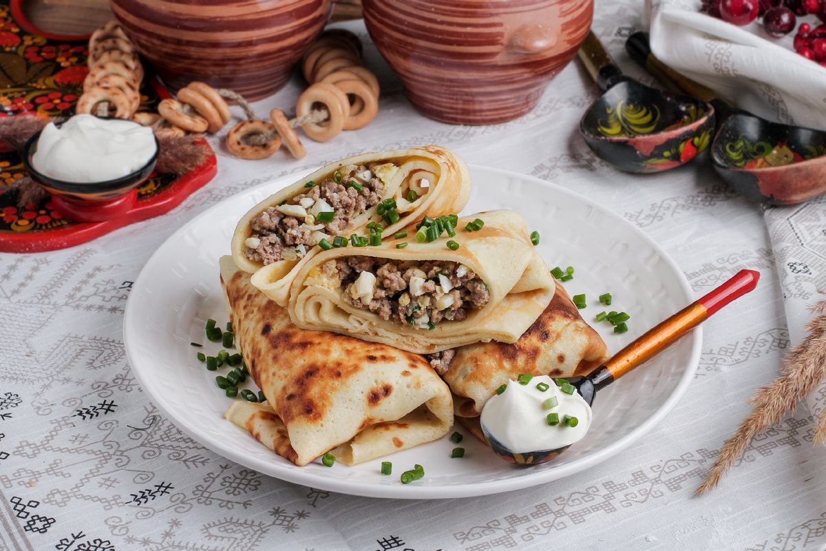 Блинчики Алёши Поповича: сытное угощение с мясом и яйцом